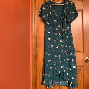 Dark green floral dress
